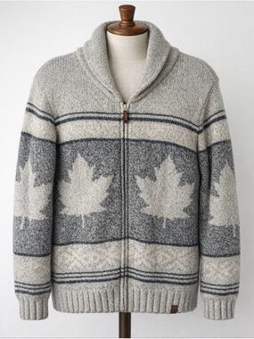 Nordic Men’s Zip Cardigan Sweater Gray XXL Canadian Cozy Outdoor Granola Vibe